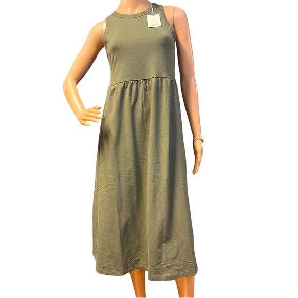 LAST ONE! 🔥Nwt Sleeveless Knit Ballet Midi Dress - A New Day™ Olive - Picture 2 of 8